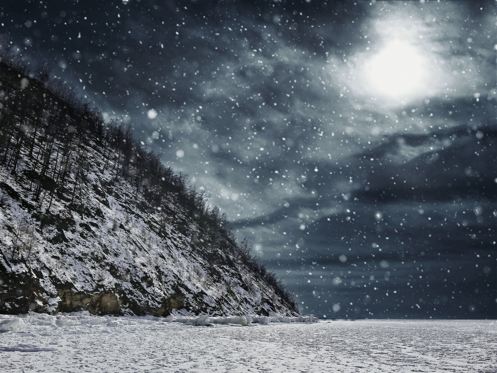 Panasonic Lumix DMC-GF2 sample photo. Dark, frozen, frozen, lake photography