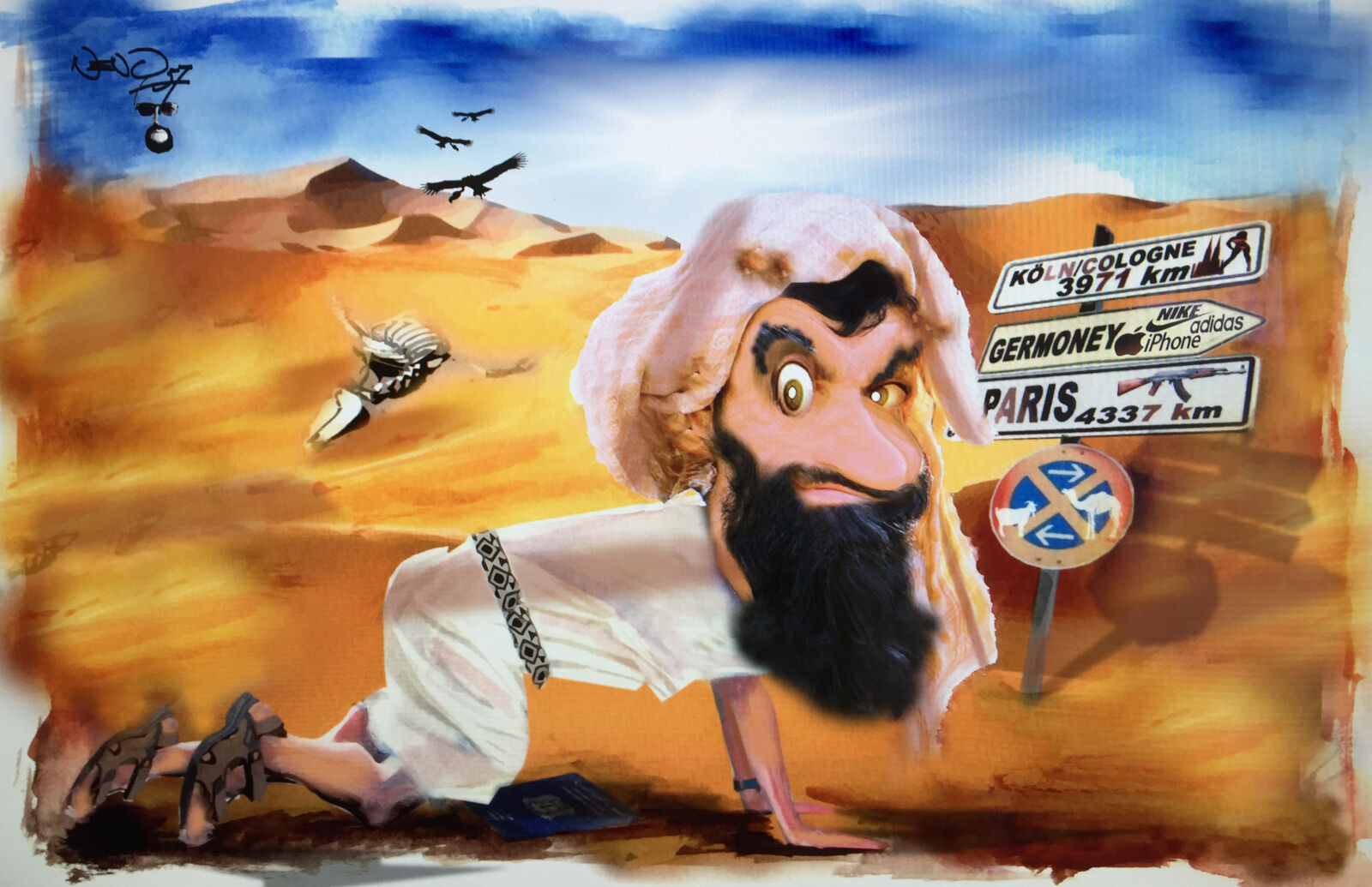 iPhone 6 Plus back camera 4.15mm f/2.2 sample photo. Bomb, cartoon, desert, refugee photography