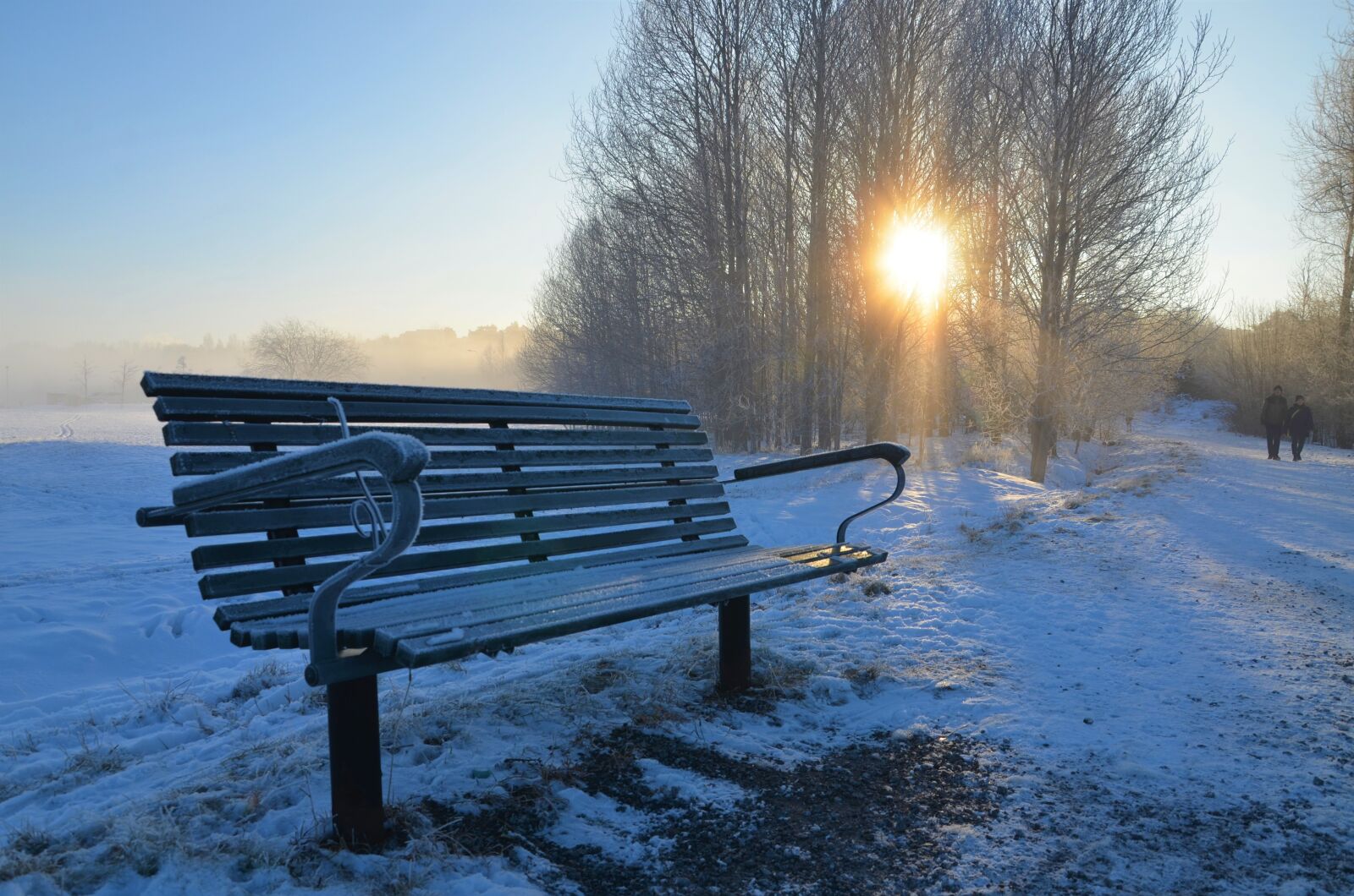 Nikon D7000 sample photo. Winter, park bench, snow photography