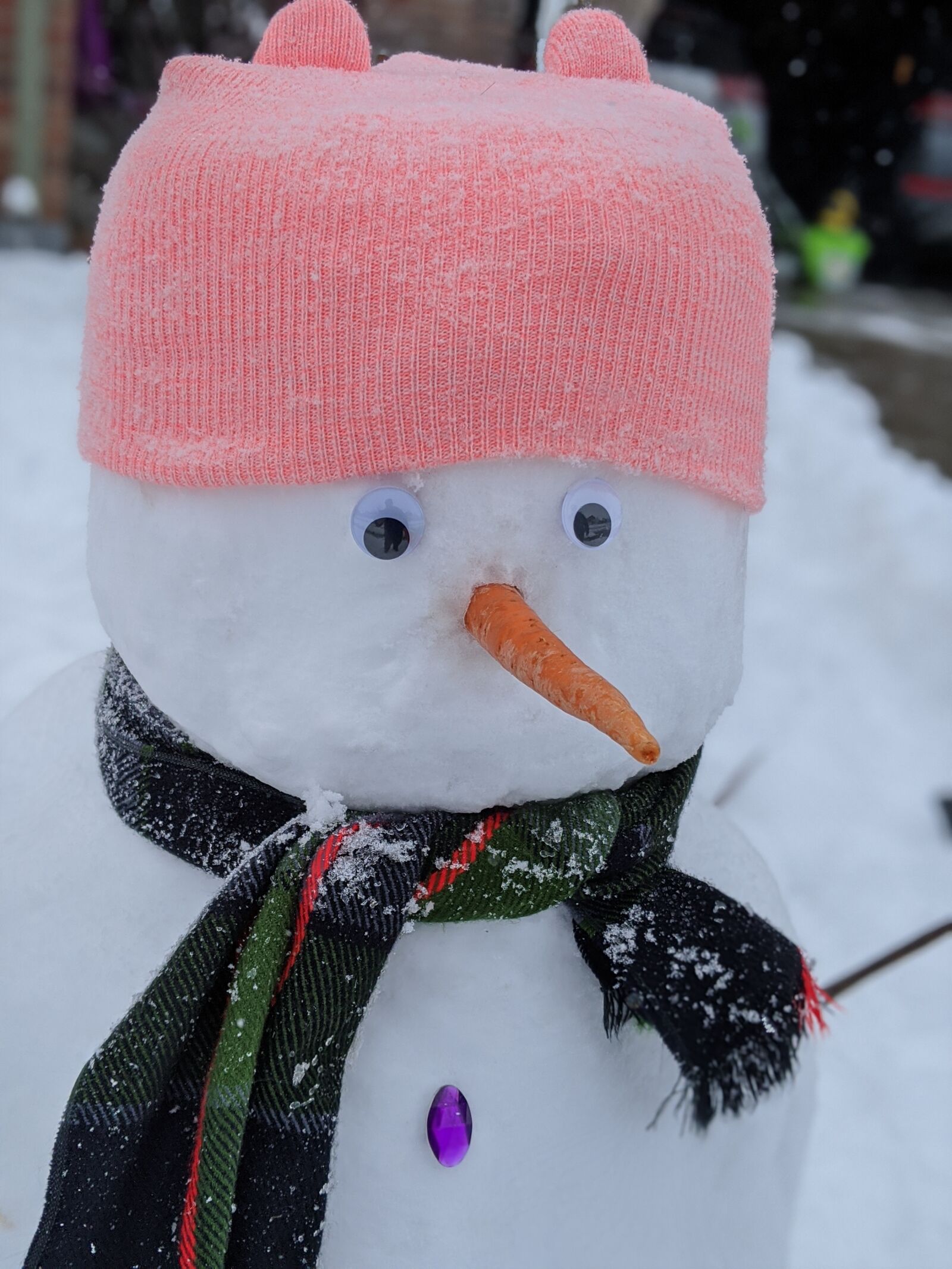 Google Pixel 3 sample photo. Snowman, snow, winter photography