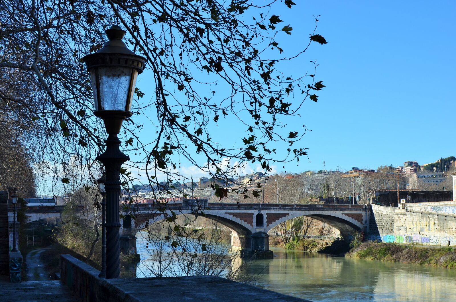 Nikon D5100 sample photo. River, lamppost, winter photography