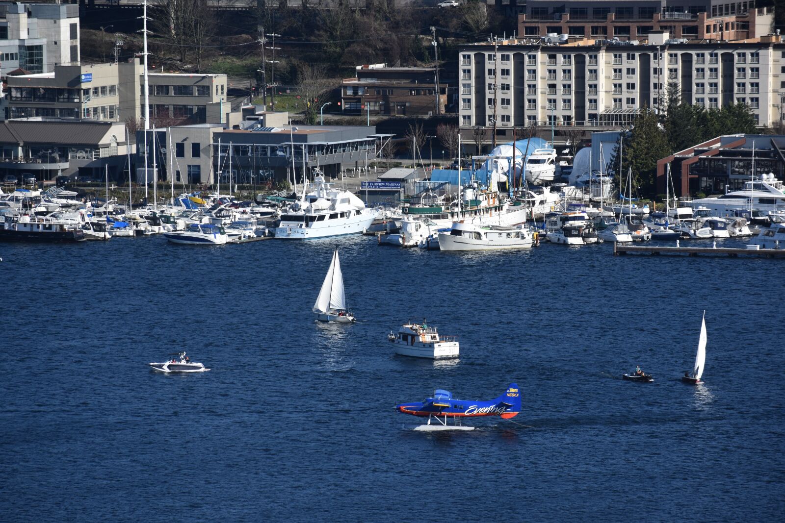 Nikon D3400 sample photo. Lake, boat, plane photography