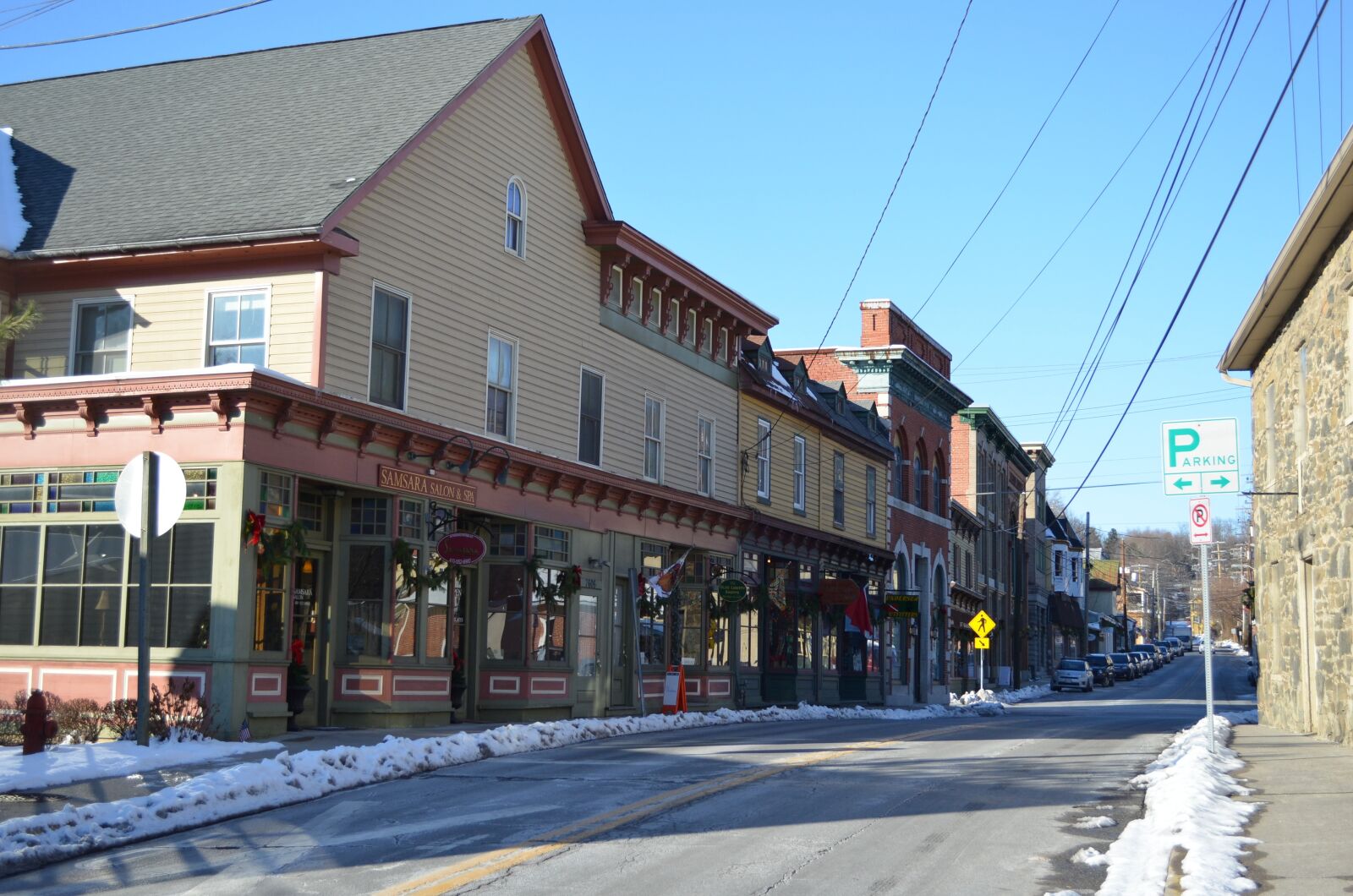Nikon D5100 sample photo. Sykesville, main street, winter photography