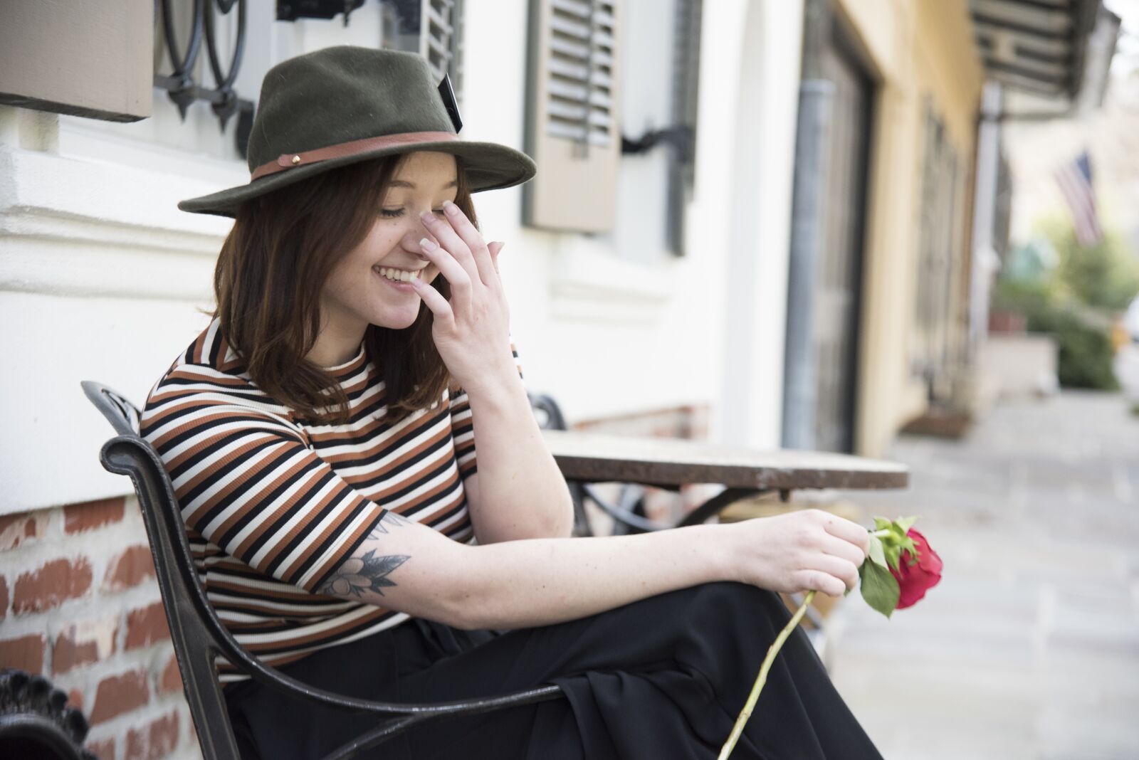 Nikon D810 sample photo. Girl, rose, smiling photography