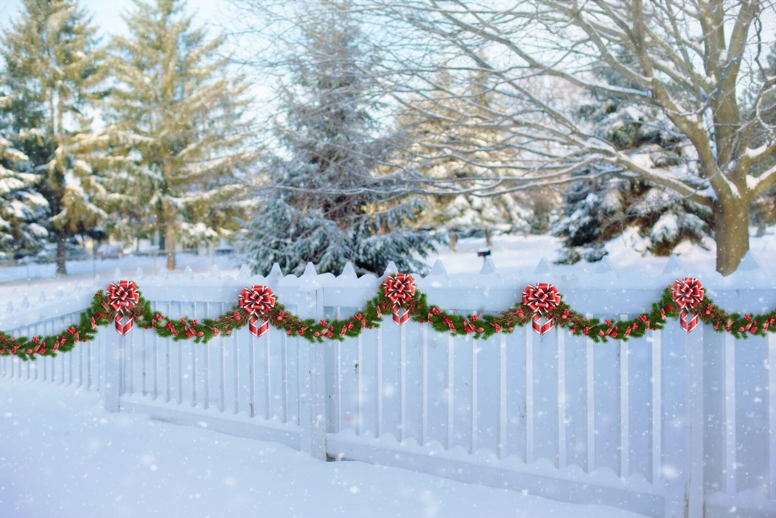 Canon EF 50mm F1.4 USM sample photo. White picket fence, christmas photography