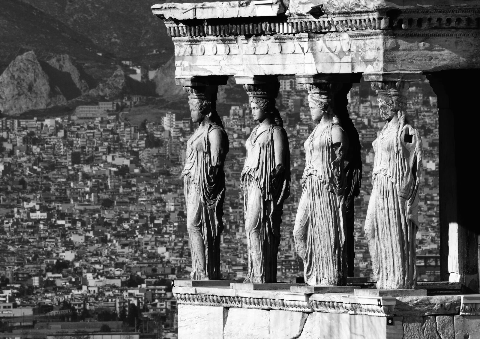 Nikon D300 sample photo. Caryatids, athens, parthenon photography