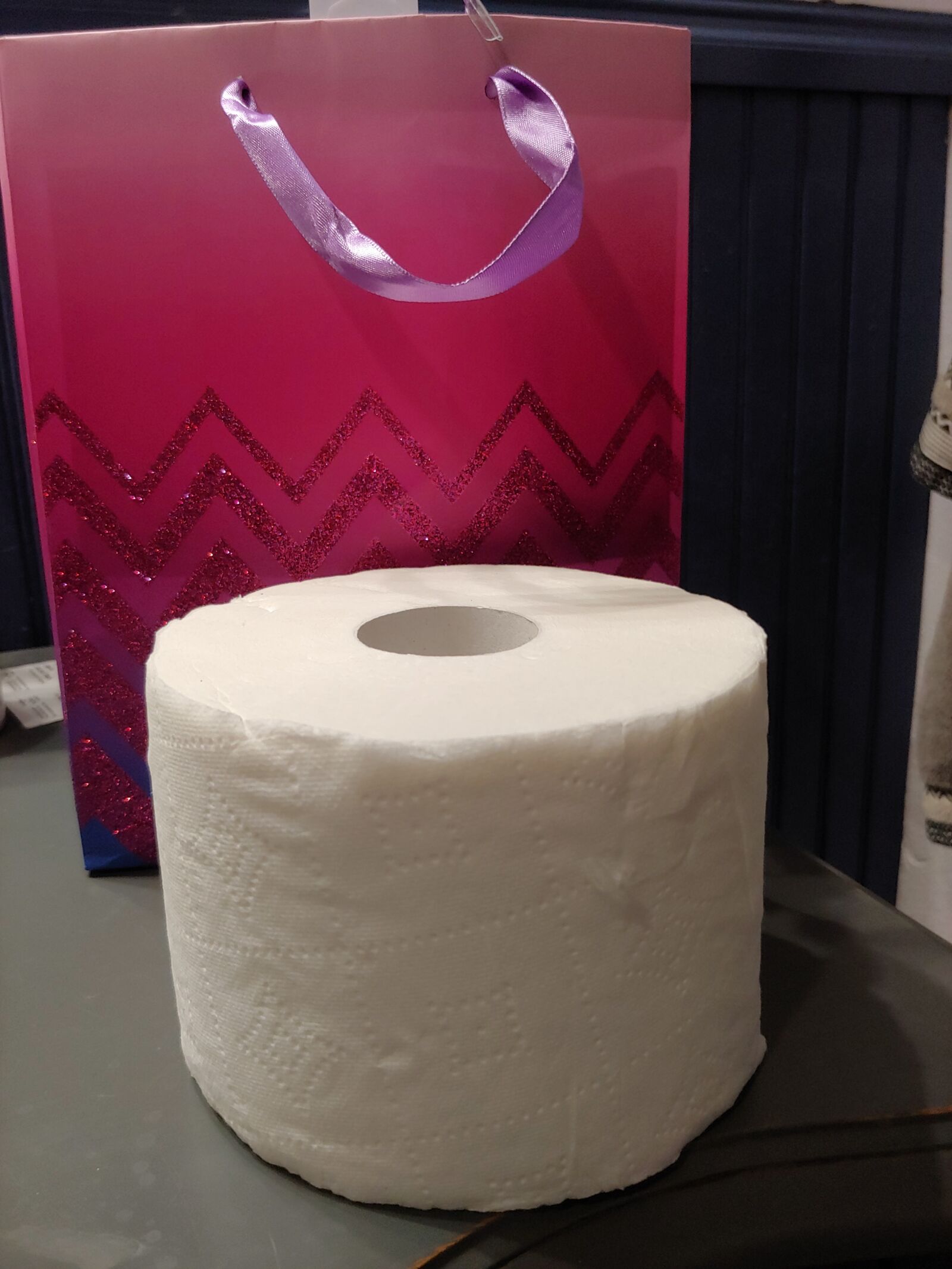 LG G7 THINQ sample photo. Gift, toilet paper, pandemic photography