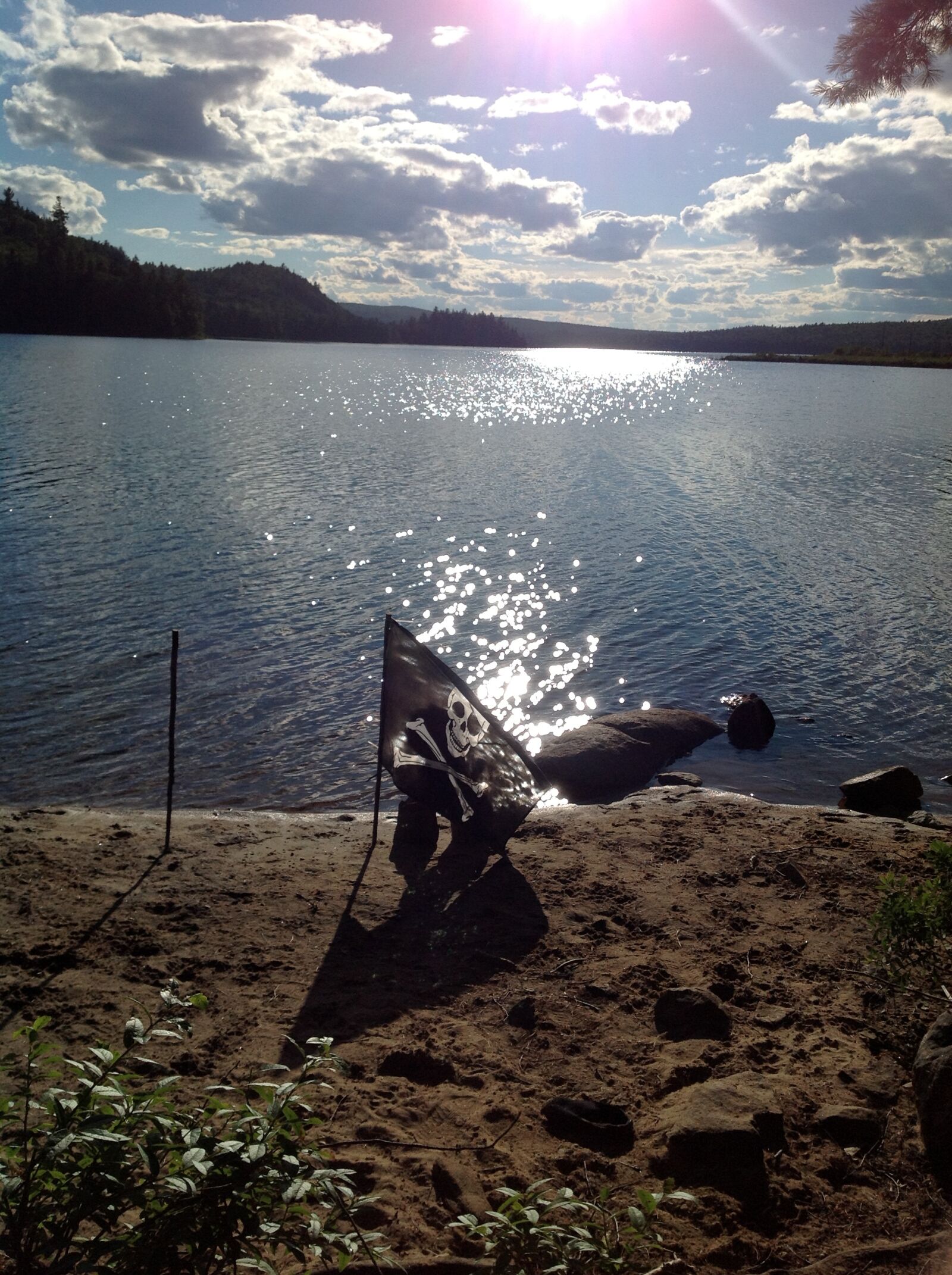 Apple iPad sample photo. Camping, lake, pirate, skull photography
