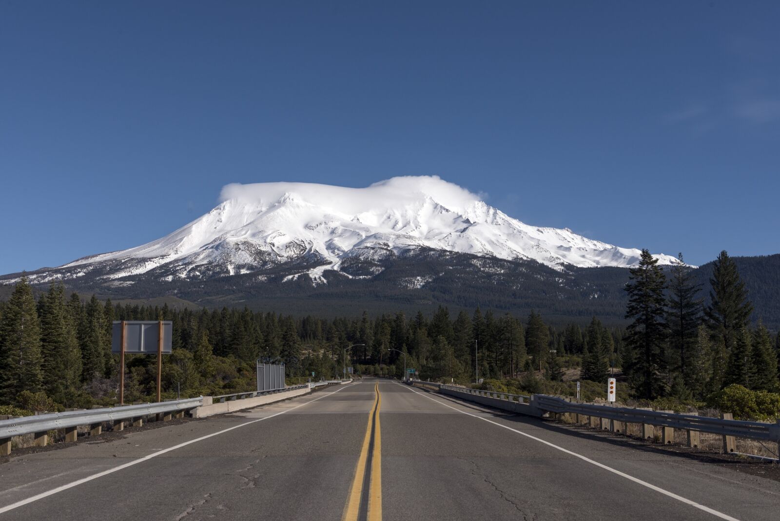 Nikon D800E sample photo. Mount shasta, snow, highway photography