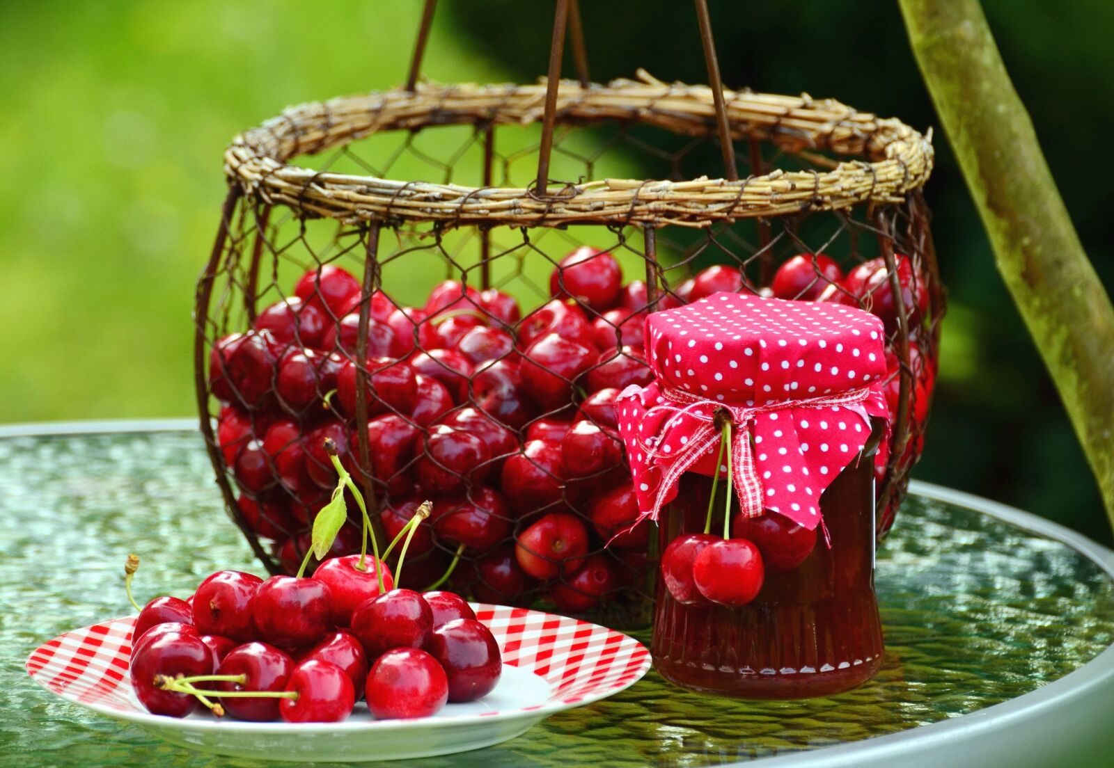 Nikon D5100 sample photo. Cherry, spring, basket, jam photography