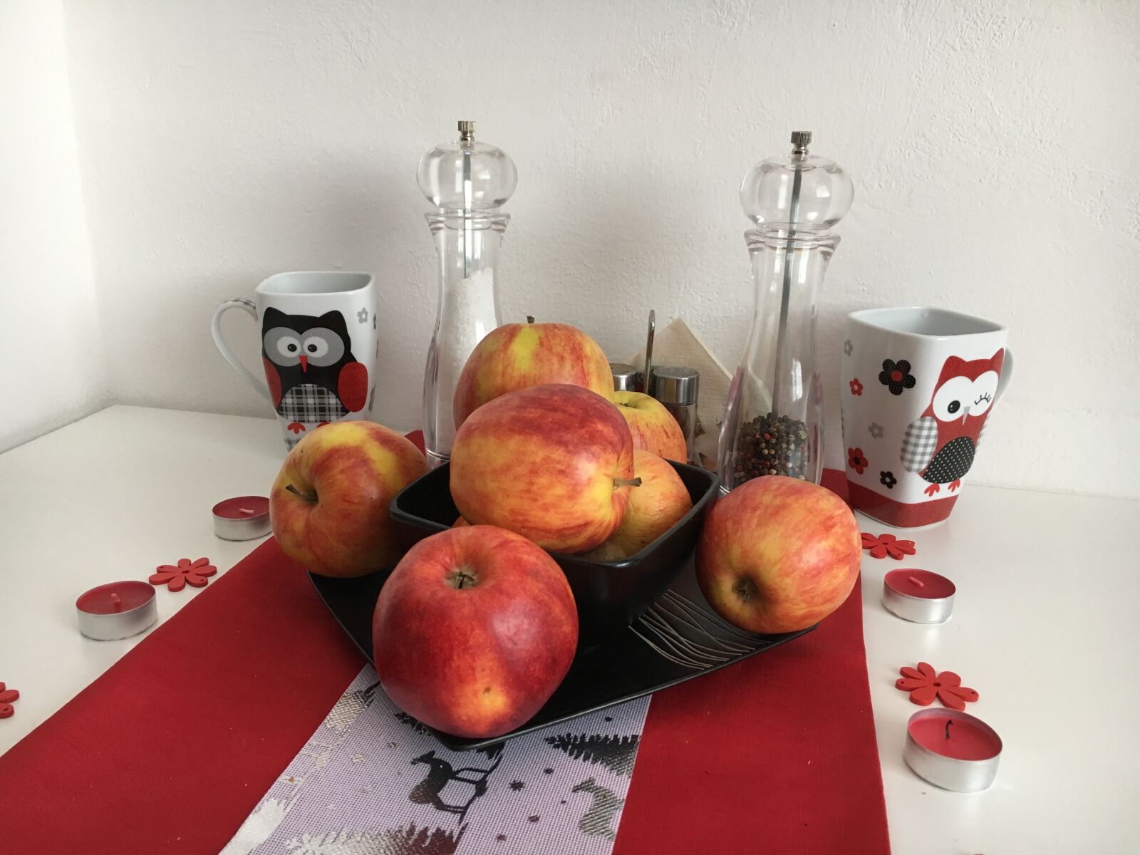 Apple iPhone 6s sample photo. Apples, set table, breakfast photography