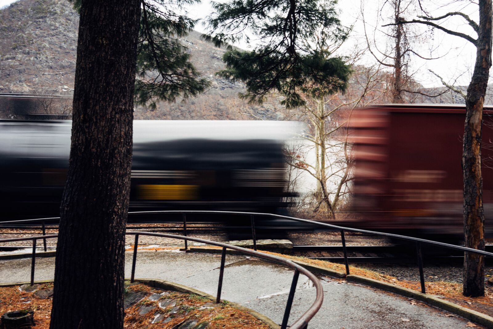 Sony Sonnar T* FE 35mm F2.8 ZA sample photo. Mountain, train, forest photography