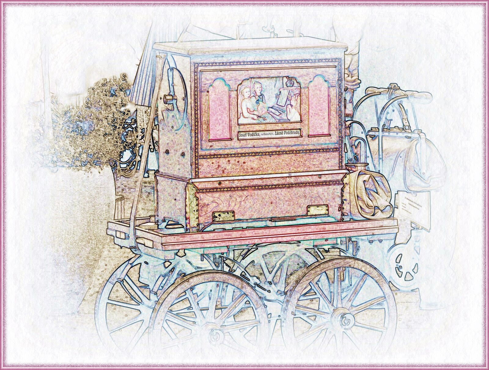 Panasonic Lumix DMC-FZ200 sample photo. Drawing, street organ, paint photography