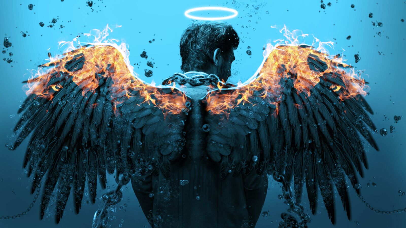 E 50mm F1.8 OSS sample photo. Wings, fire, angel photography