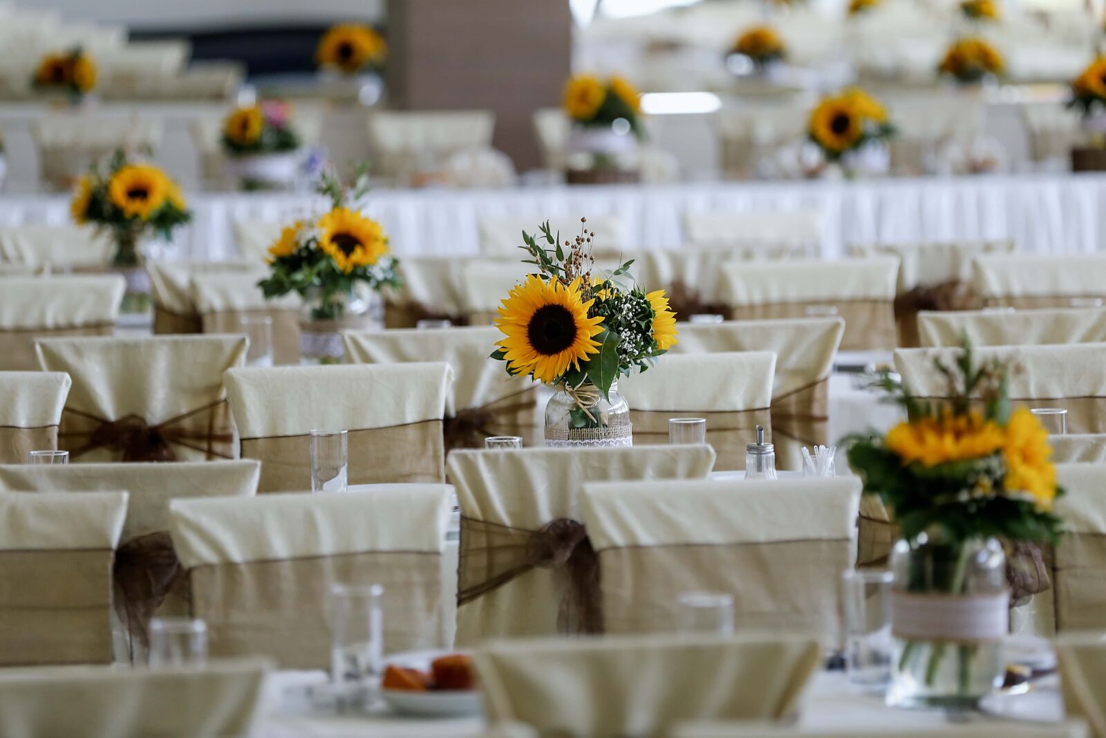 Canon EOS 6D sample photo. Sunflower, tablecloth, vase, dining photography