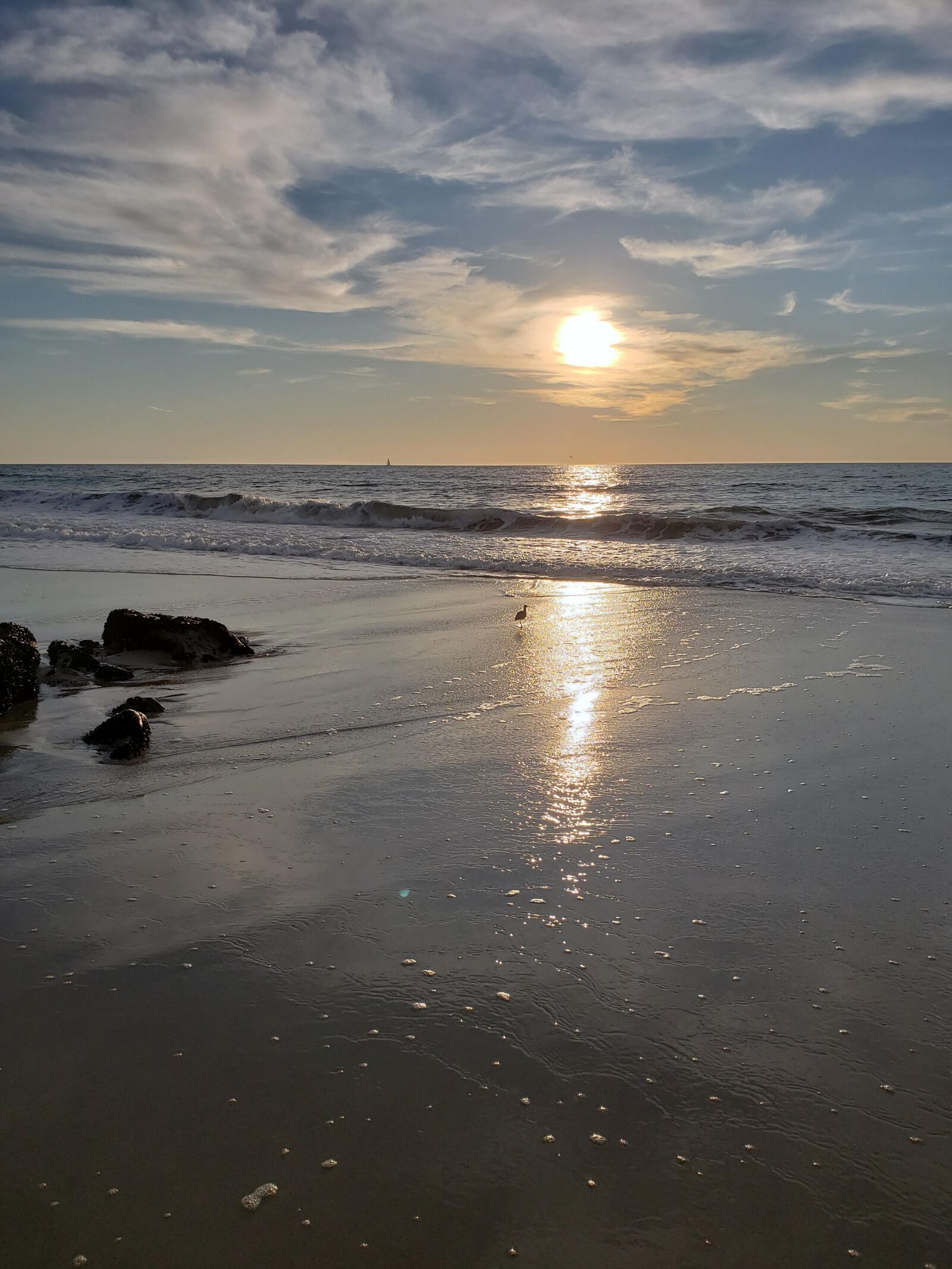 Samsung SM-G960U sample photo. Sea, rocks, sunset photography