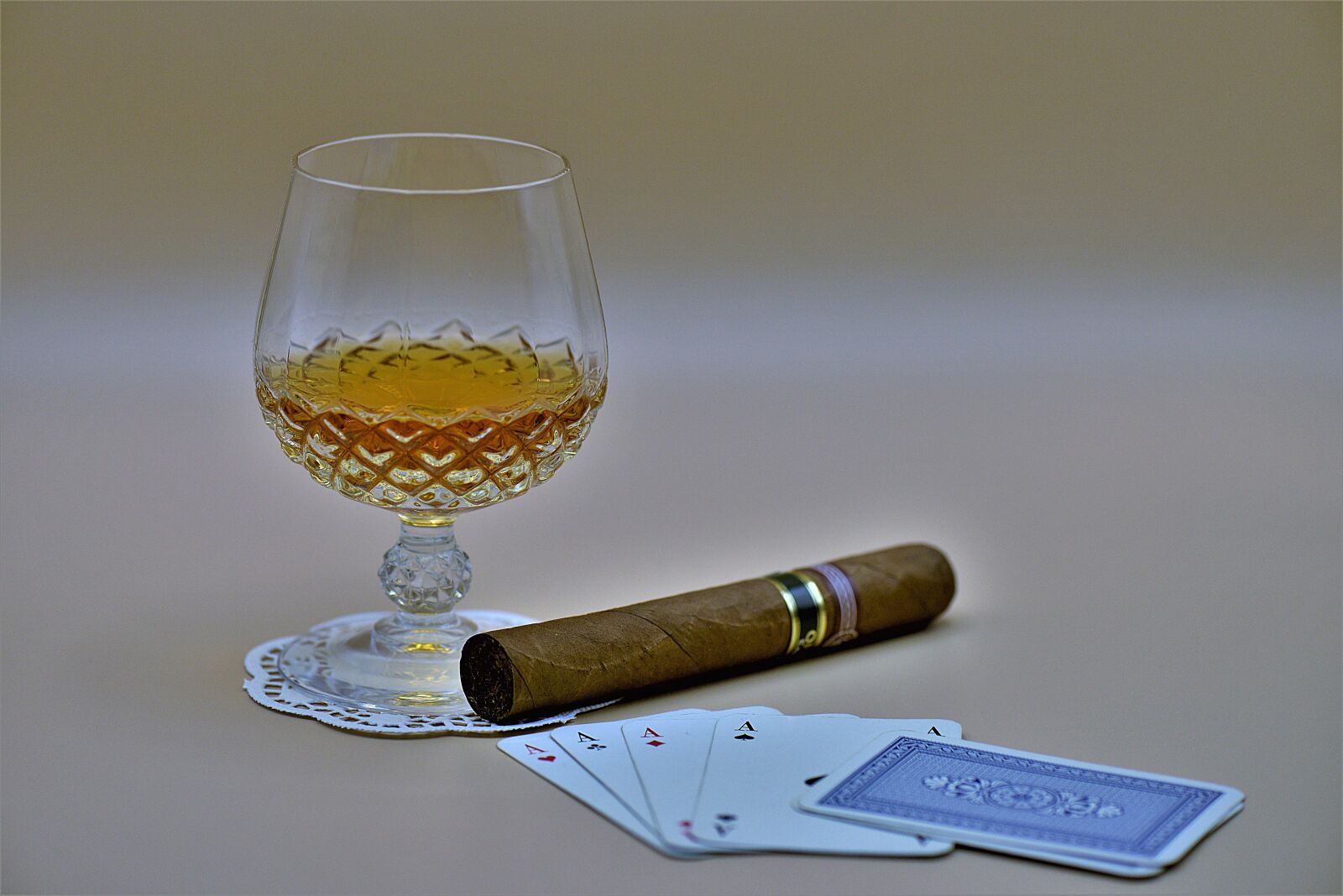 Nikon D610 sample photo. Cigar, cognac, glass photography