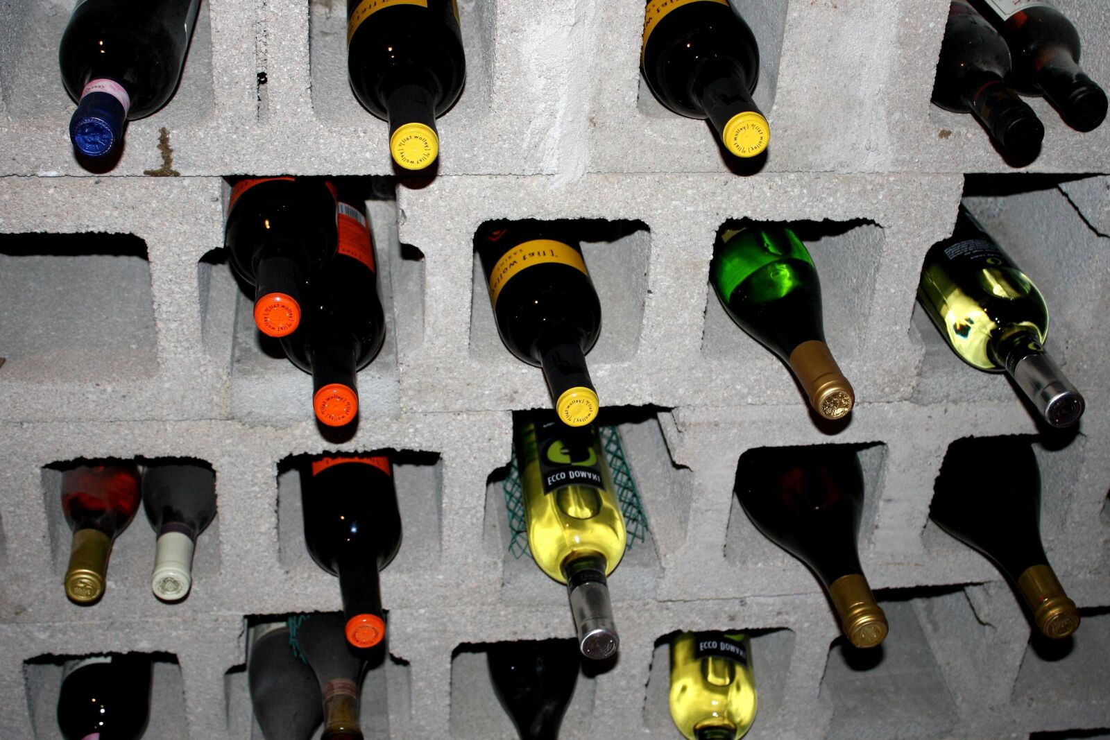 f/3.5-5.6 IS sample photo. Cinder, block, wine, cellar photography