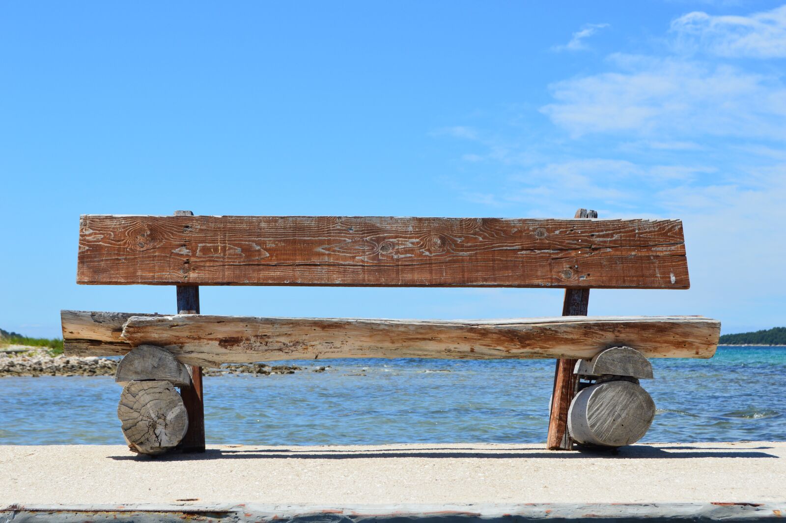 Nikon D3200 sample photo. Bench, sea, sky photography