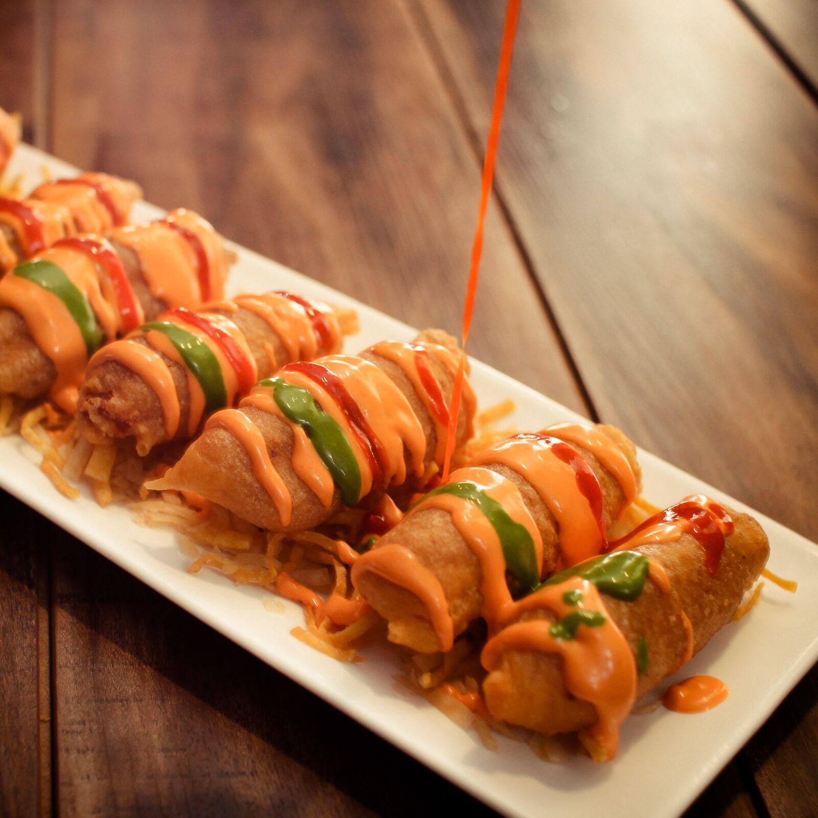 Canon EOS 50D sample photo. Sauces, food, dynamite prawns photography