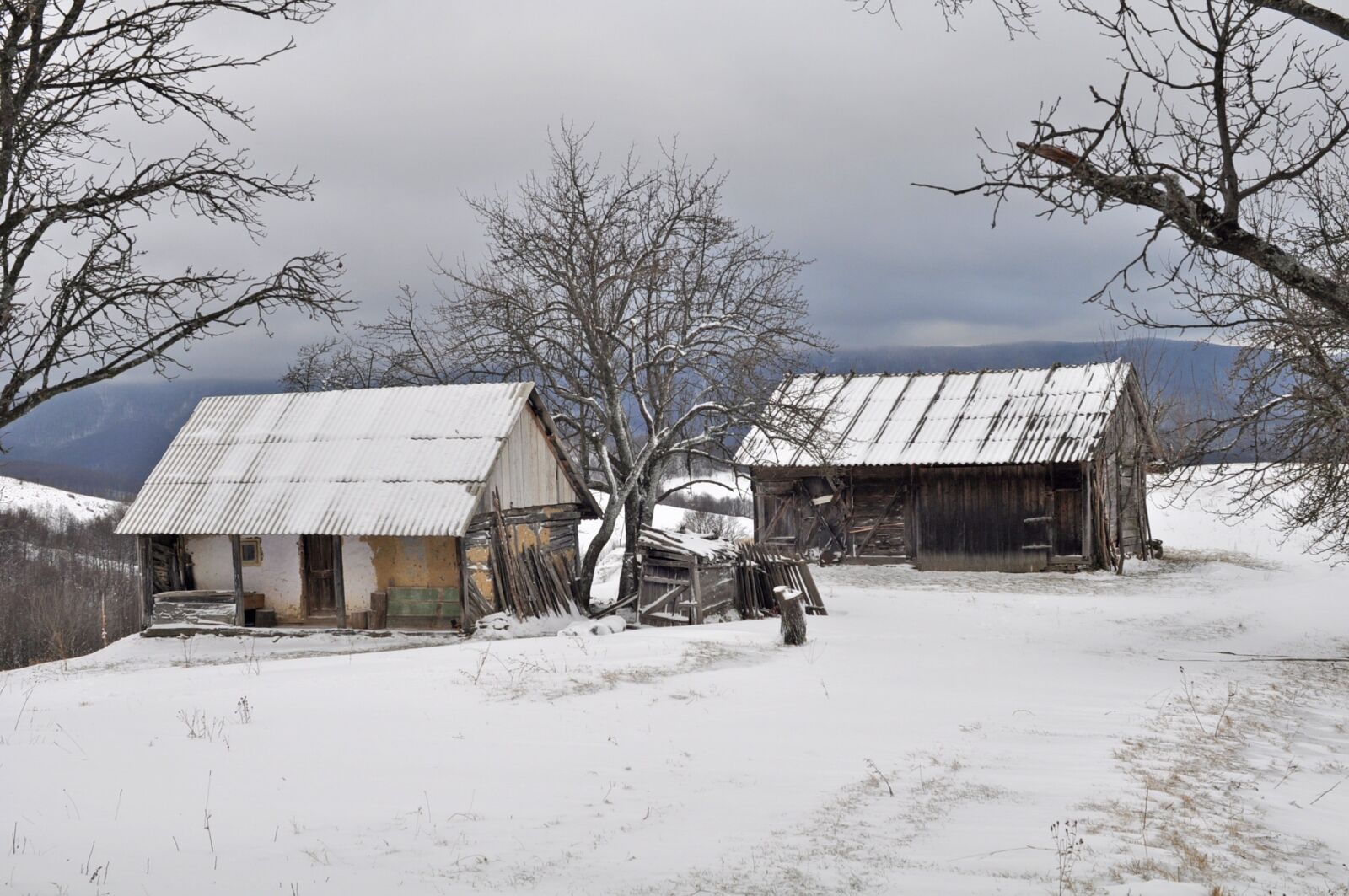 Nikon D90 sample photo. Winter, snow, barn photography