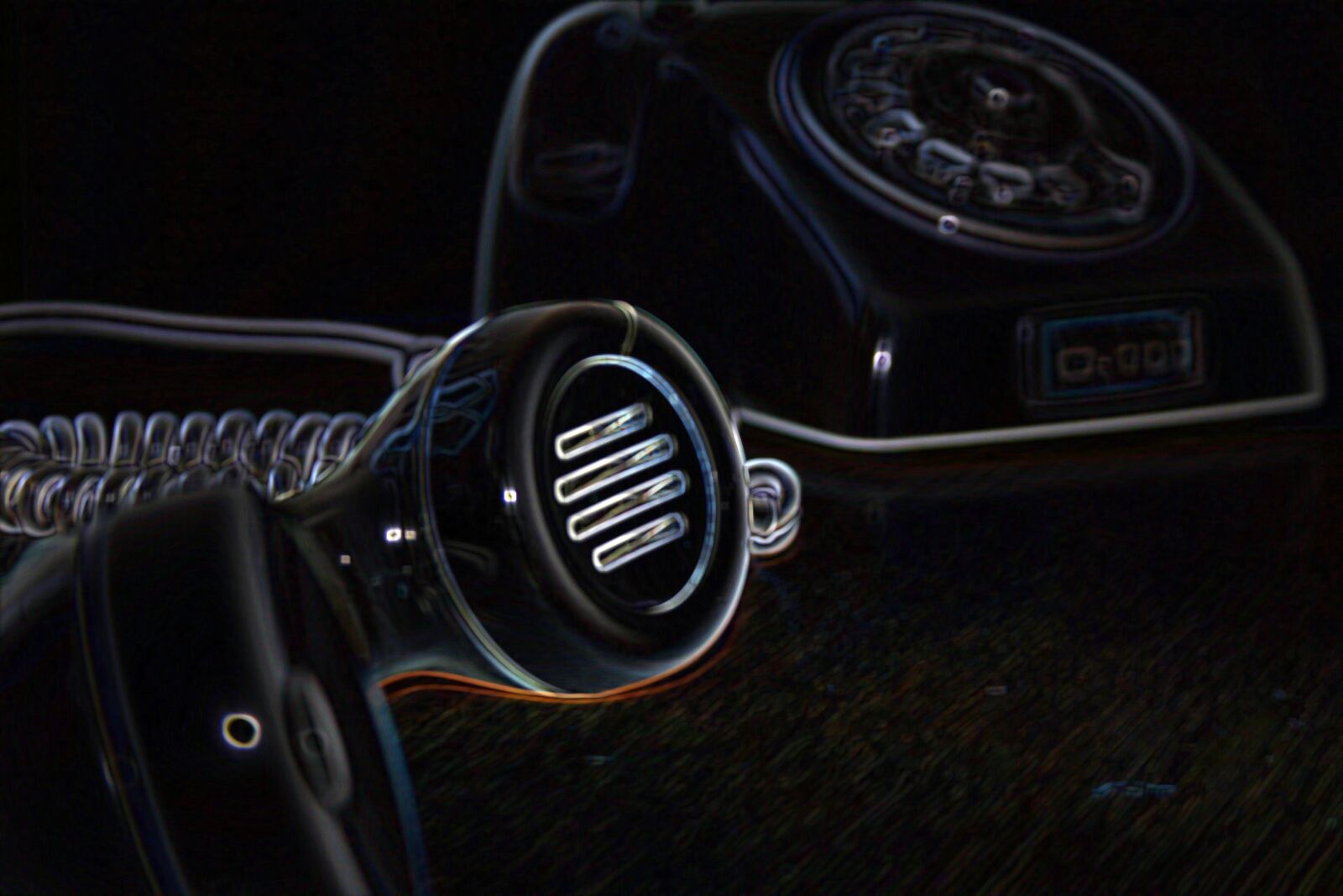 Canon EOS 300D (EOS Digital Rebel / EOS Kiss Digital) sample photo. Telephone, black, backdrop photography