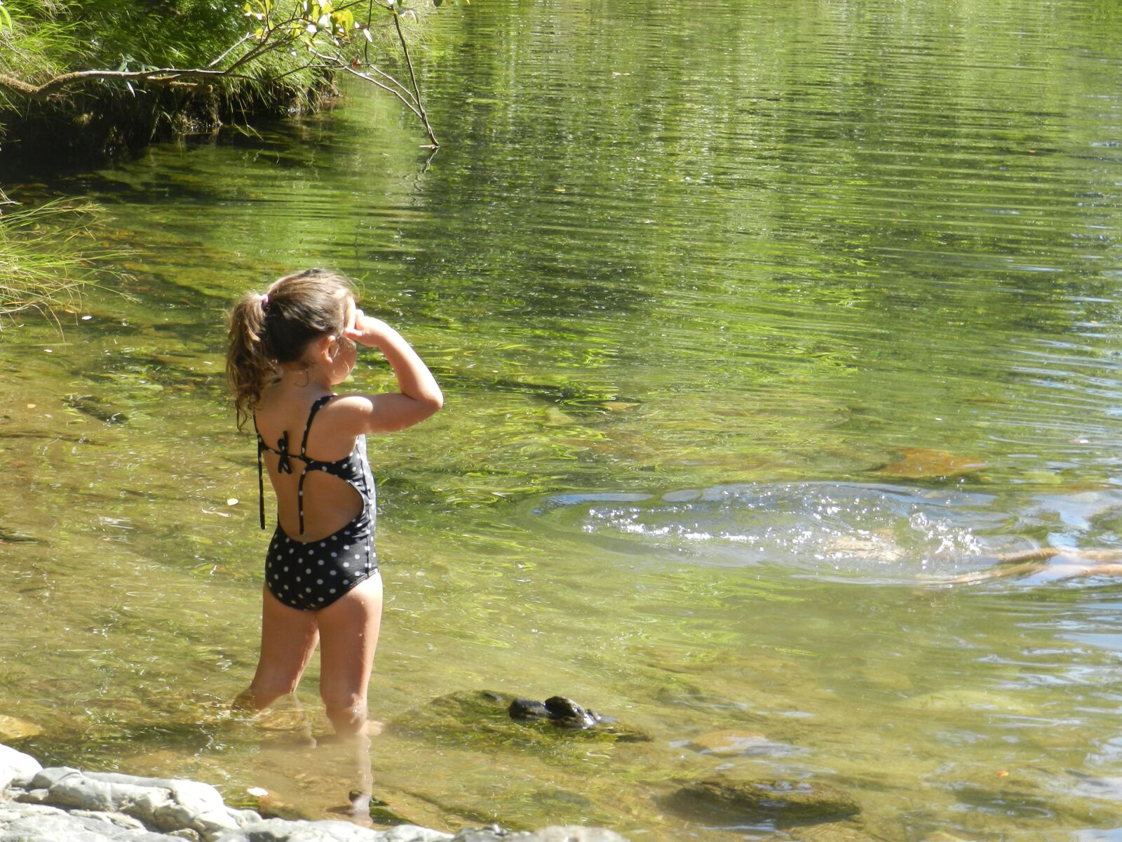 Nikon Coolpix P500 sample photo. Little girl, waterfall, peace photography