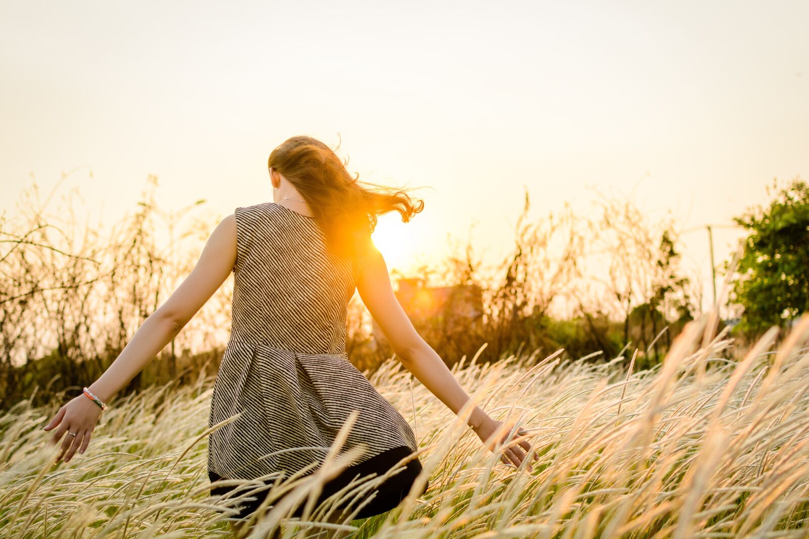 Nikon D7100 sample photo. Girl, field, sunset photography