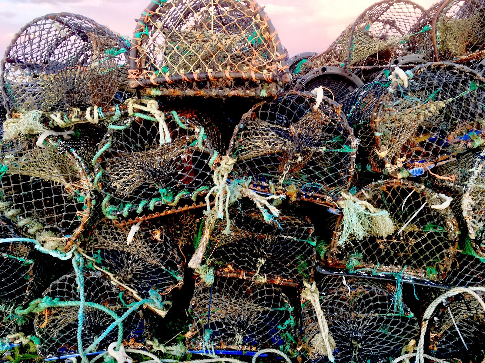 Apple iPhone 6s sample photo. Lobster pots, fishing, port photography