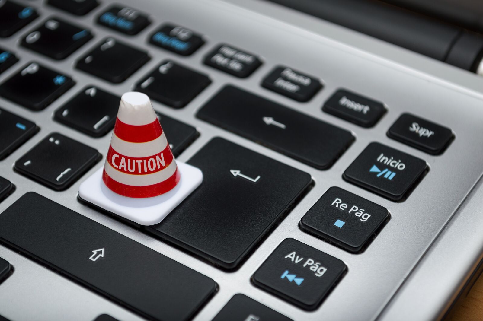 Nikon D3200 sample photo. Keyboard, caution, cone photography