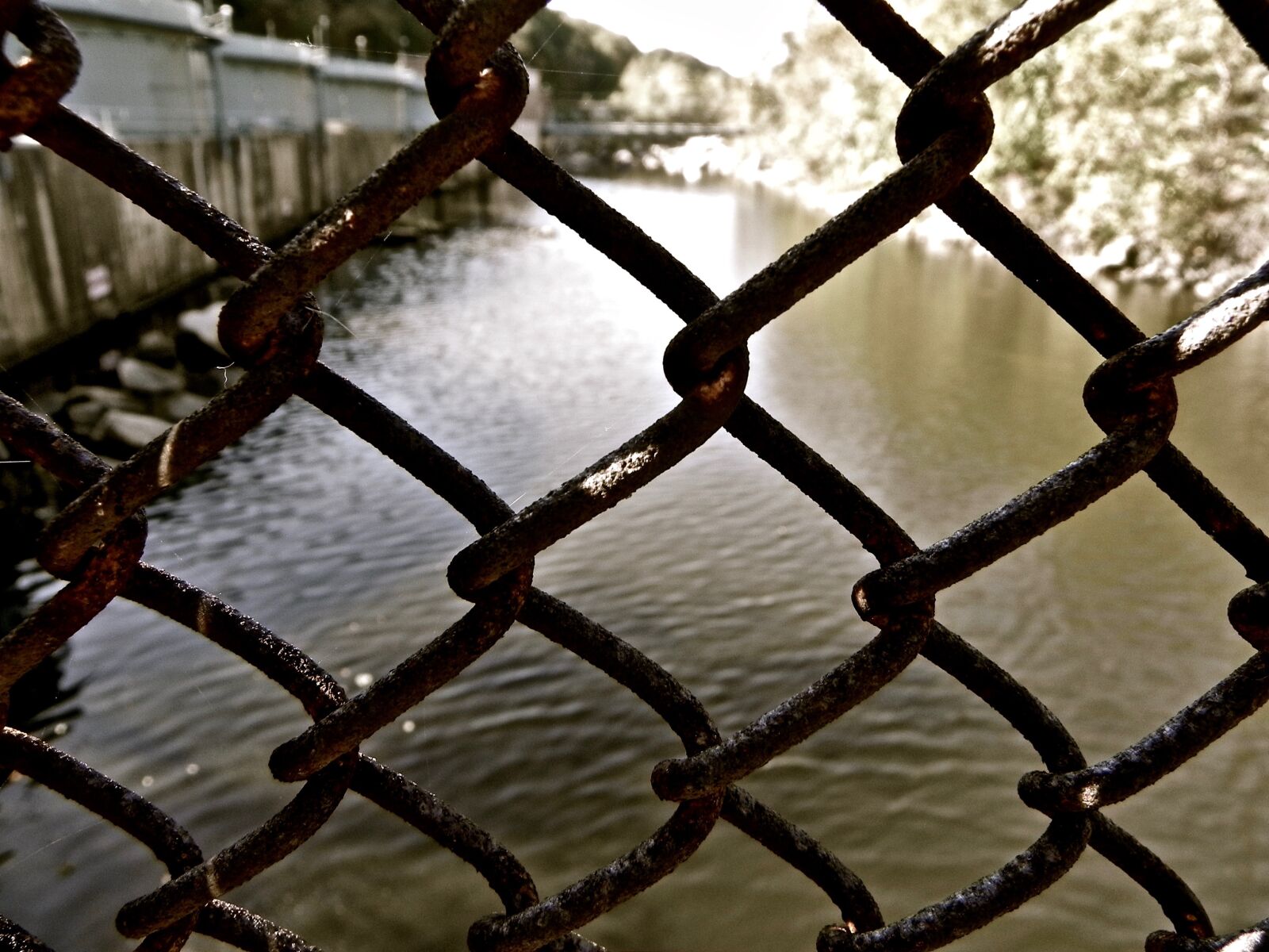 Nikon Coolpix P100 sample photo. Chain fence, bridge, rust photography