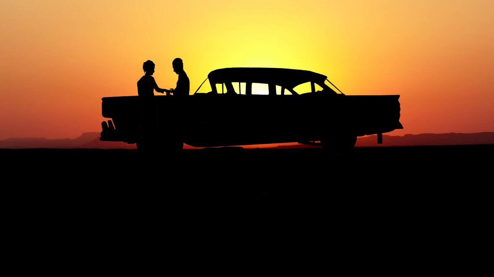 Panasonic Lumix DMC-FZ200 sample photo. Sunset, couple, car photography