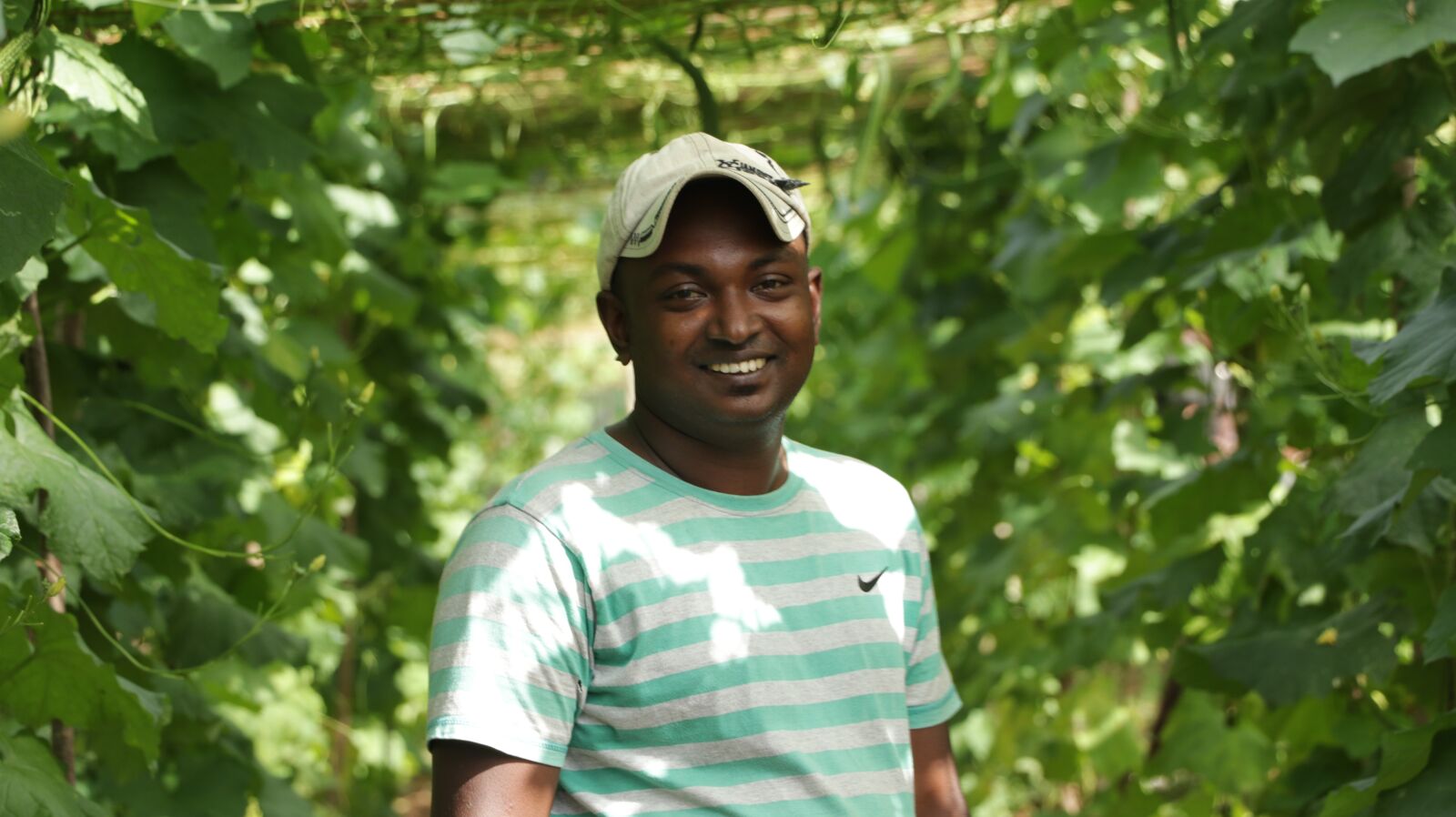 Canon EF-S 18-135mm F3.5-5.6 IS USM sample photo. Man, smile, bitter gourd photography