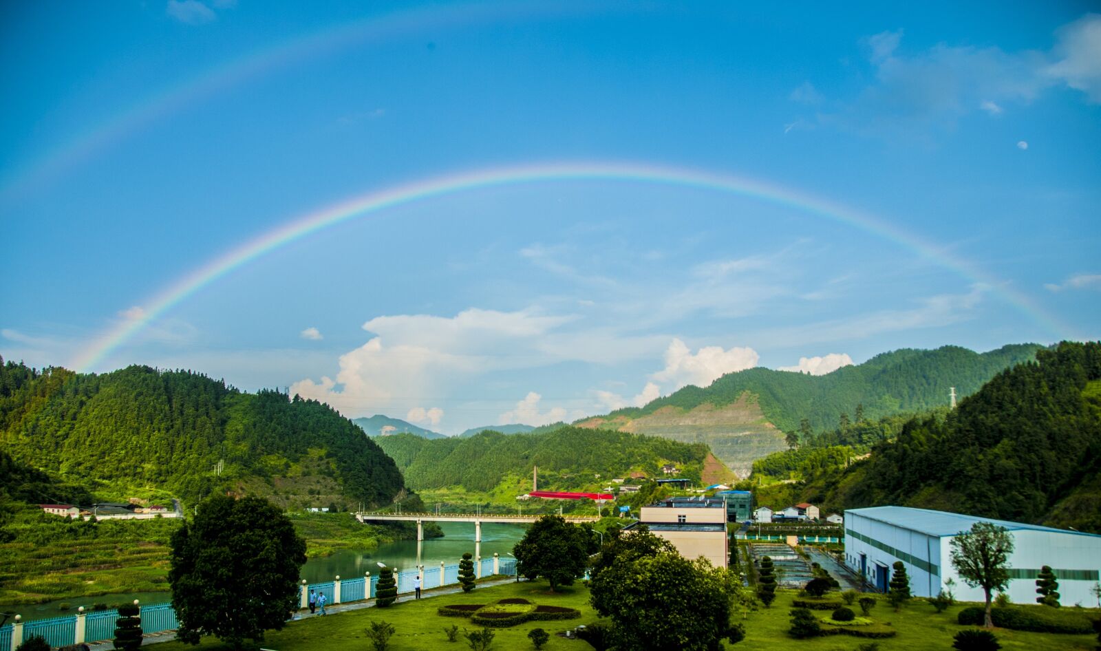 Nikon D300S sample photo. Rainbow, power plant, dam photography