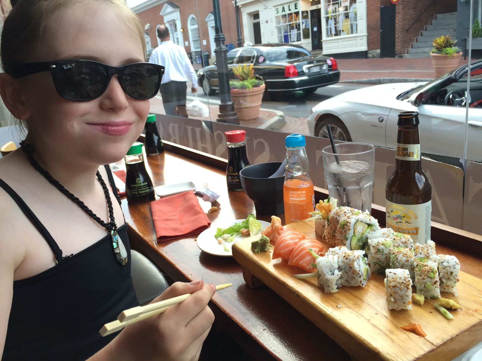 iPhone 6 back camera 4.15mm f/2.2 sample photo. Sushi, girl, young photography
