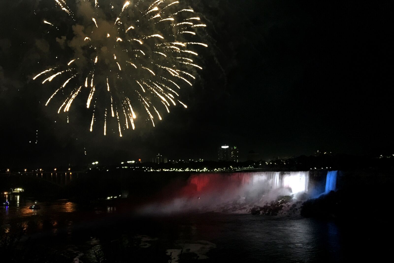 iPhone 6 Plus back camera 4.15mm f/2.2 sample photo. Fireworks, niagara falls, nighttime photography