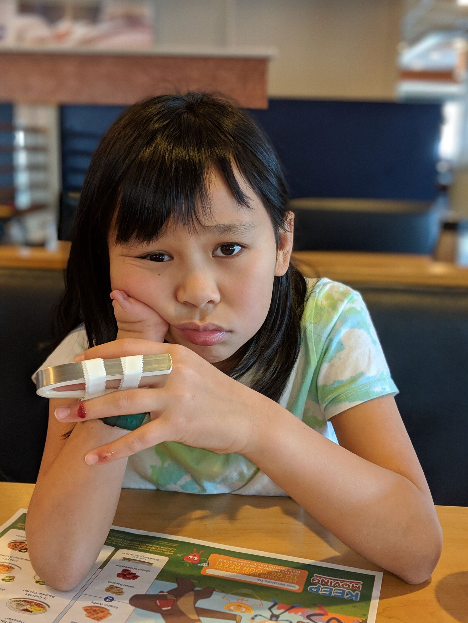 Google Pixel 2 sample photo. Girl, bandage, sad photography