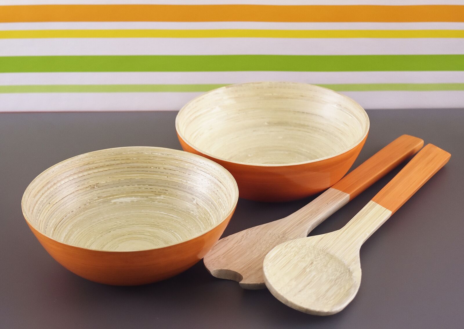 Nikon D7200 sample photo. Salad servers, bowls, orange photography