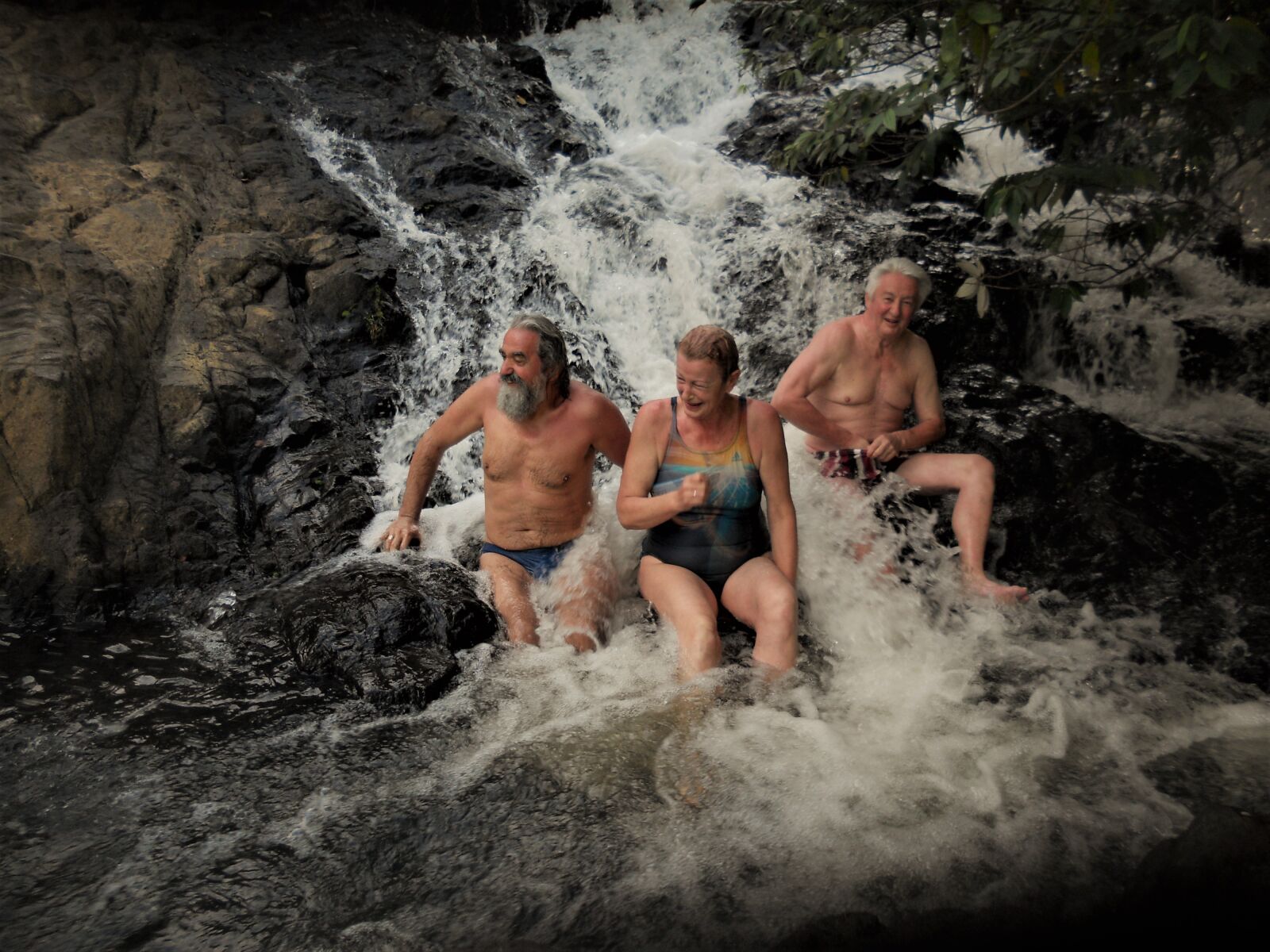 Nikon COOLPIX S2500 sample photo. Waterfall, rainforest, happy people photography