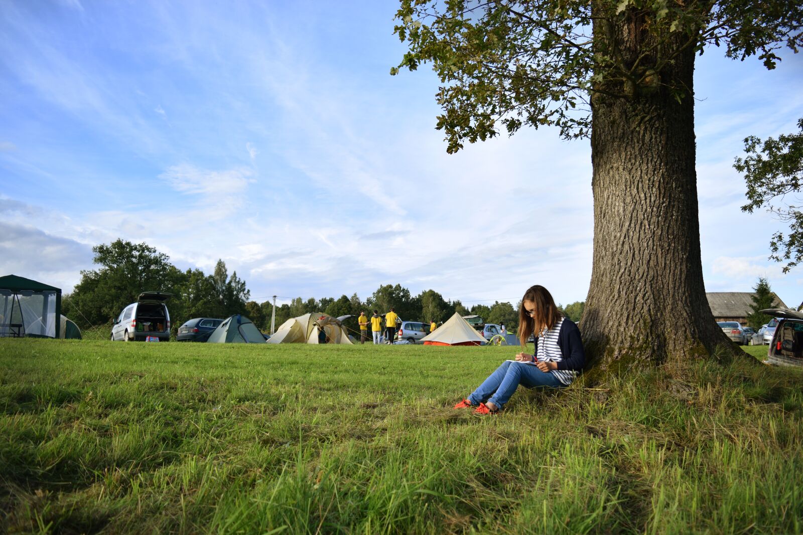 Nikon D3300 sample photo. Girl, drawing, camping photography