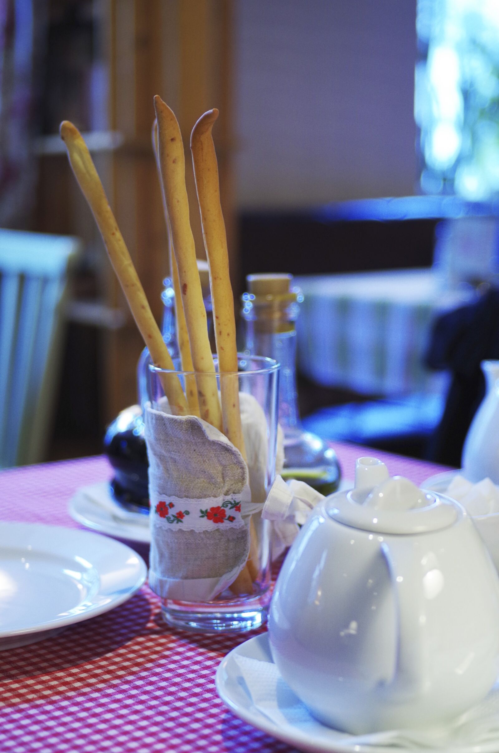 Pentax K-50 sample photo. Bread, table, tea photography