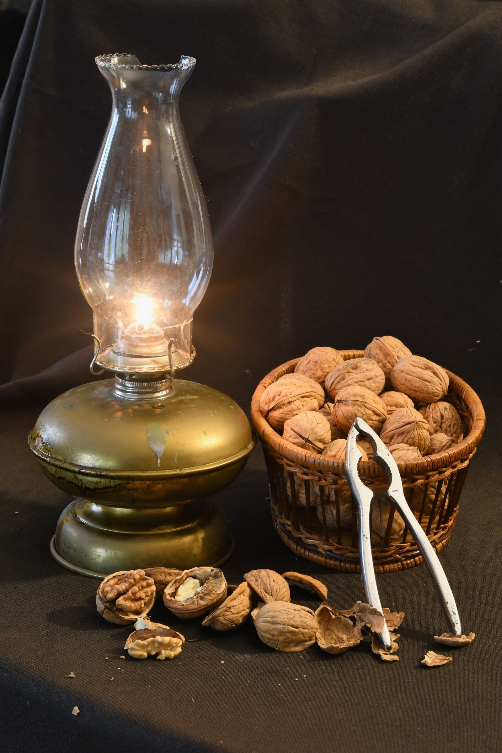 Nikon D7500 sample photo. Still life, lamp, walnuts photography