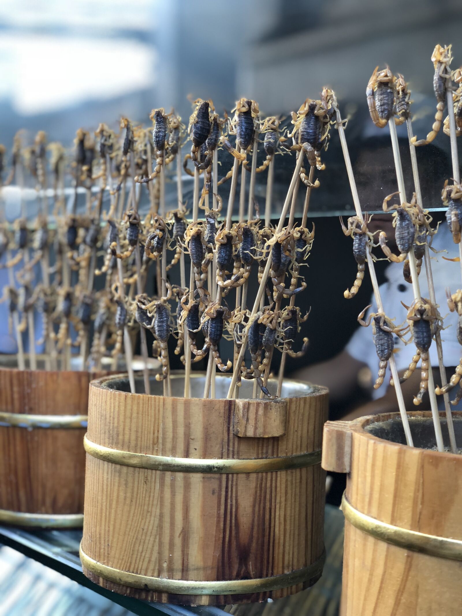 iPhone X back dual camera 6mm f/2.4 sample photo. Chinese, food, scorpion photography