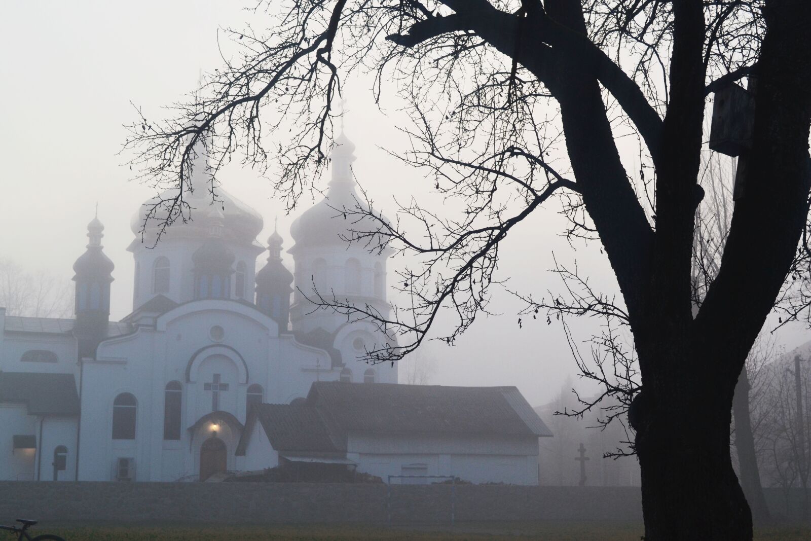 Nikon D3100 sample photo. Church, ukraine, fog photography