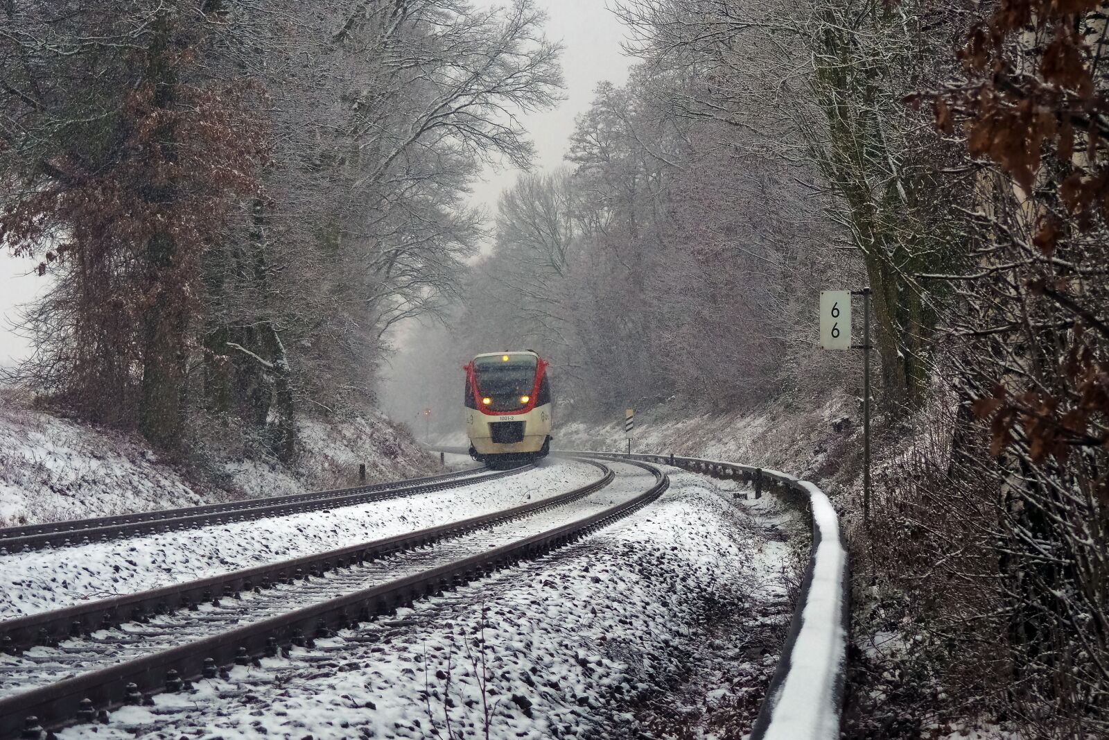 Olympus OM-D E-M10 sample photo. Winter, snow, train photography