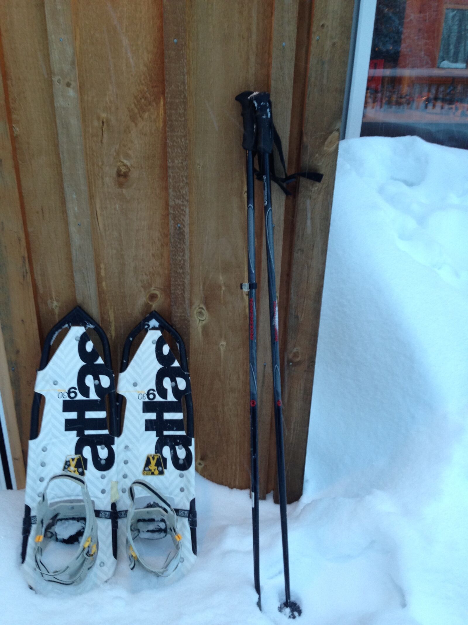 iPhone 5c back camera 4.12mm f/2.4 sample photo. Snowshoes, snow, winter photography