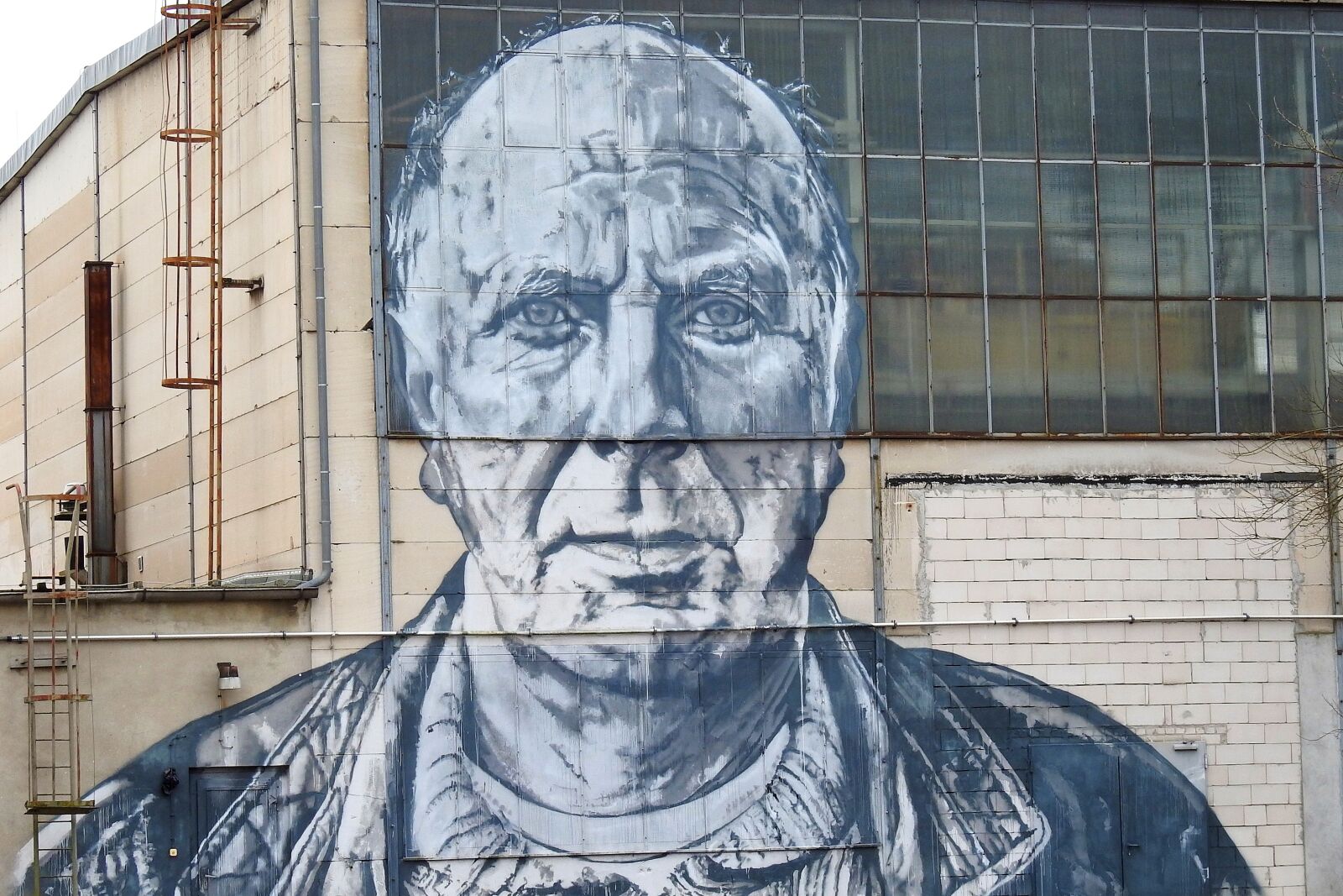 Nikon Coolpix P900 sample photo. Buddy, workers, mural photography