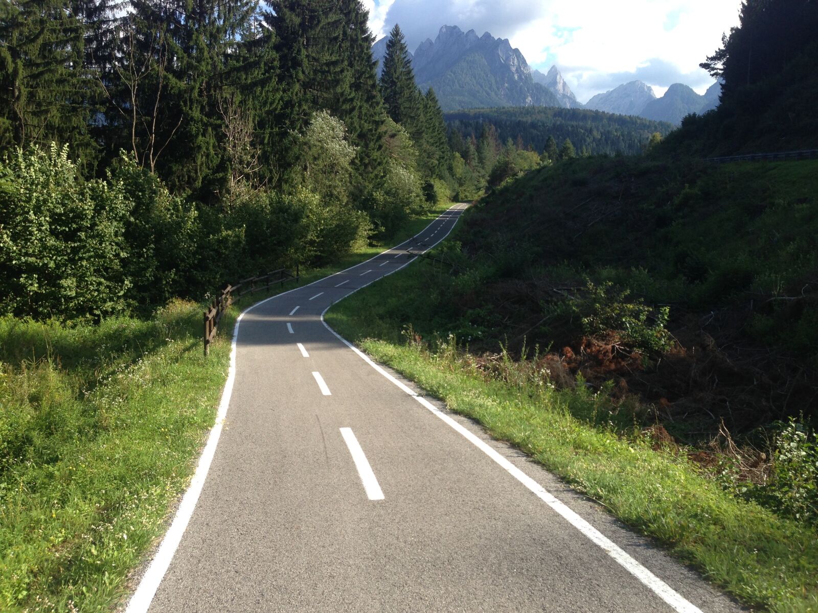 iPhone 5 back camera 4.12mm f/2.4 sample photo. Bicycle path, forest, mountains photography
