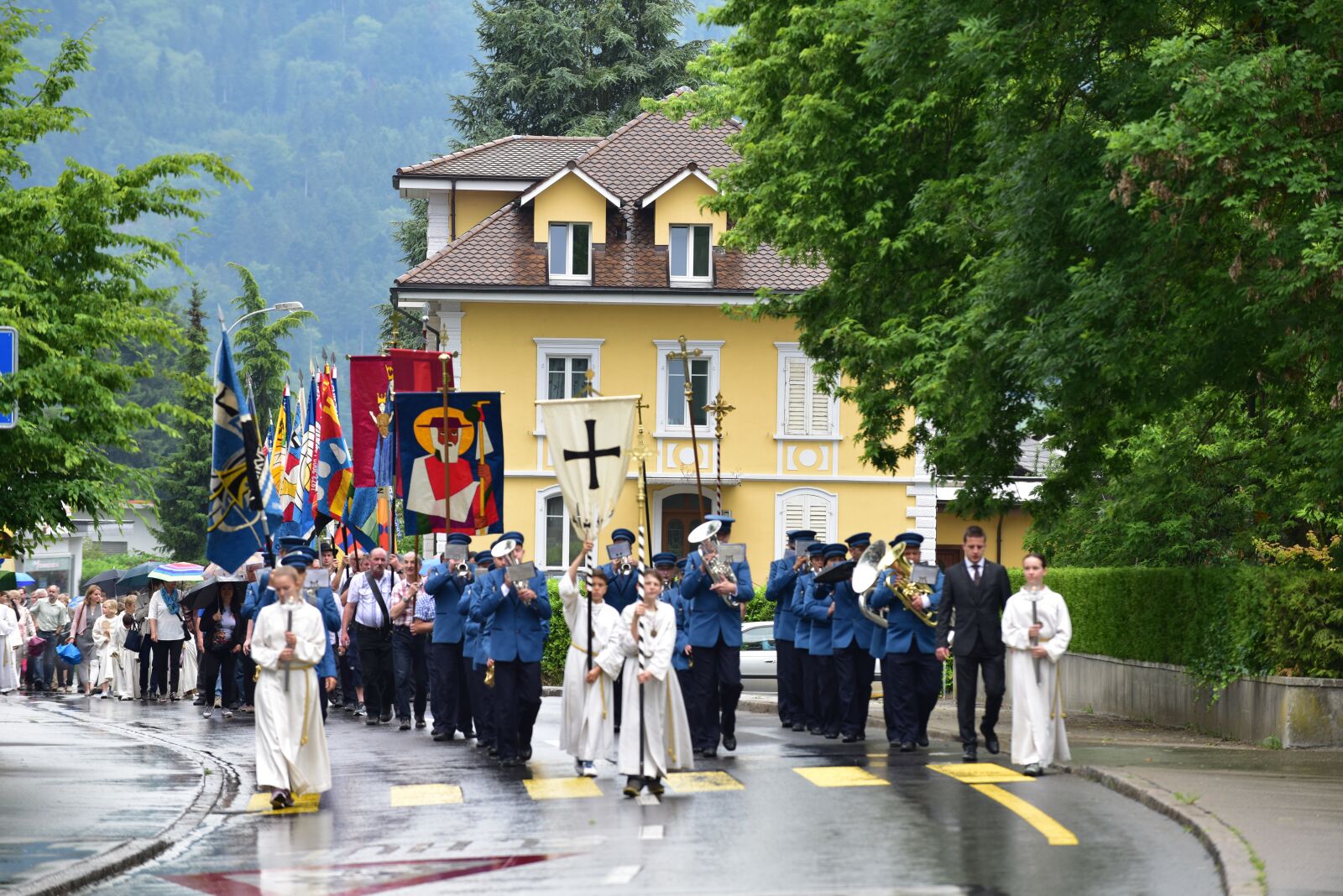 Nikon D810 sample photo. Corpus christi, procession, flags photography