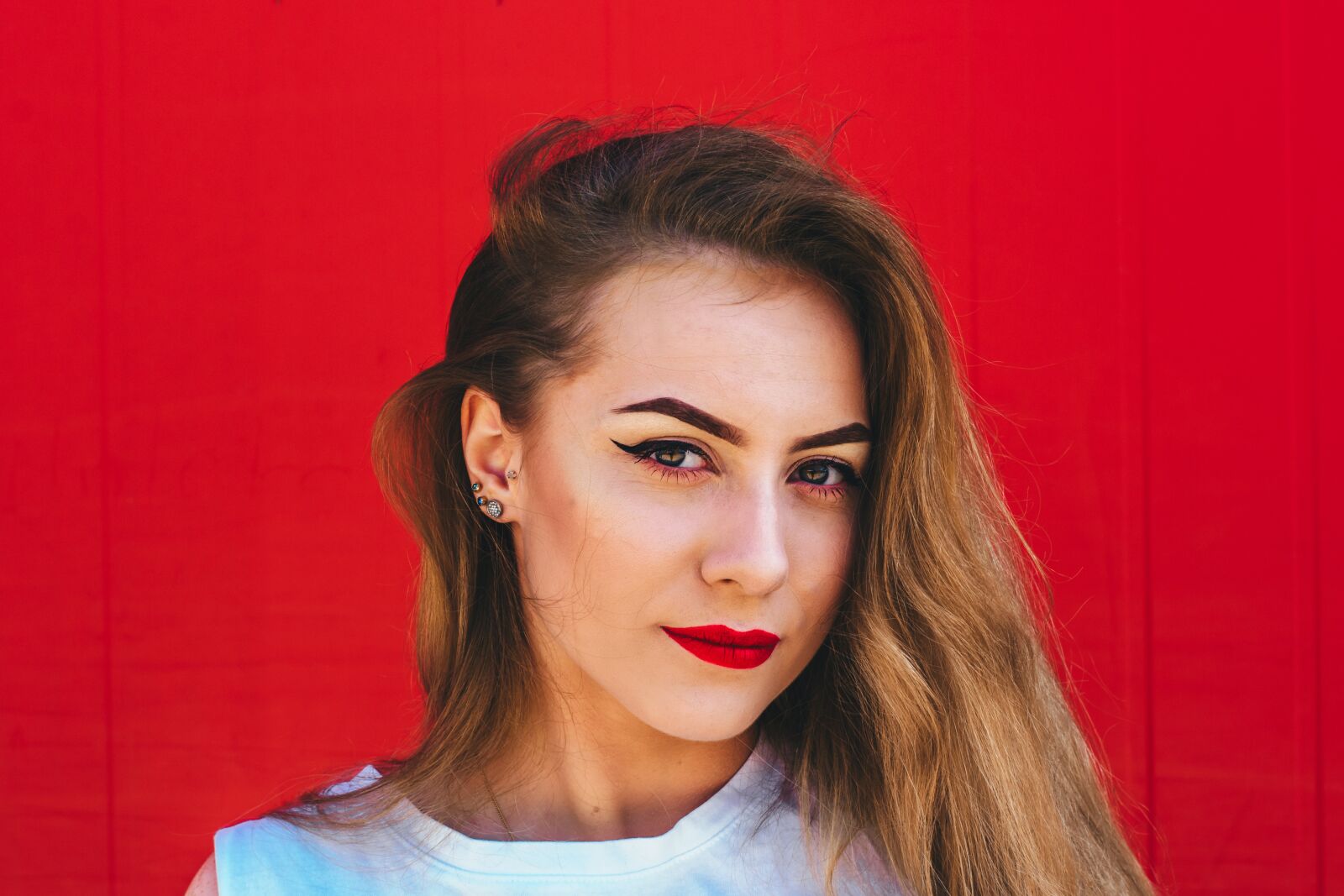 Nikon D3400 sample photo. Face, red, makeup photography